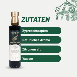 zypressenzapfen sirup zutaten - zypressenzapfen - natürliche aroma - zitronensaft - wasser