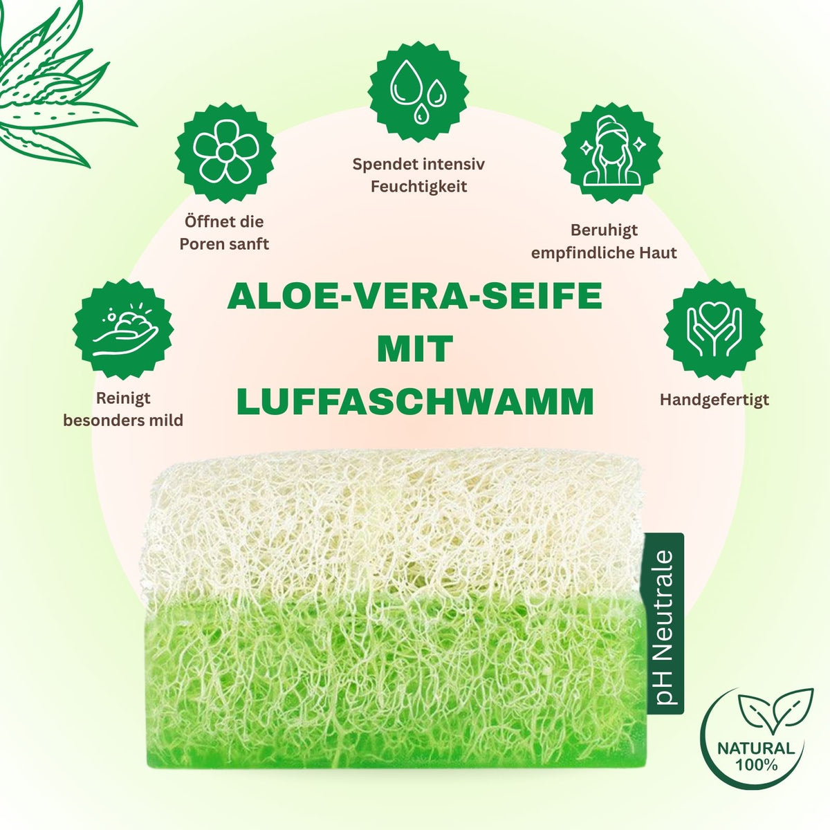 Aloe Vera-Seife mit Luffaschwamm