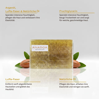 luffa argan seife - arganöl, luffa faser & natürliche öle