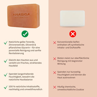 gelbe tonerde seife - ph neutrale seife - handgemachte seife - compare andere marken