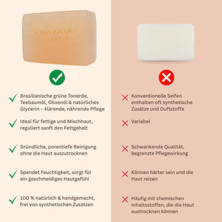grüne tonerde teeabum seife - ph neutrale seife - handgemachte seife - compare andere marken