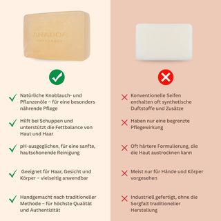 knoblauch seife - handgemachte seife - ph neutrale seife compare andere marken