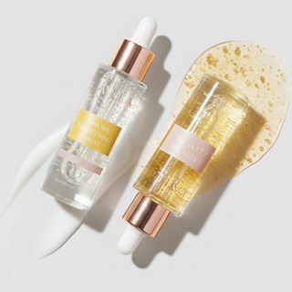 Exosome Glow & Brightening Set von L'AYLLA mit Niacin Serum und 24K Gold Gesichtsöl für ebenmäßige, strahlende Haut