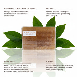 luffa lorbeer seife - lorbeeröl, luffa faser & kokosöl - olivenöl