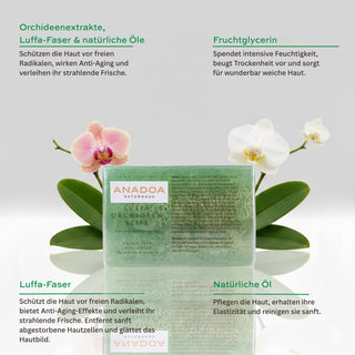 luffa erchideen seife - luffaschwamm - orchideenextrakte, luffa-faser & natürliche öle
