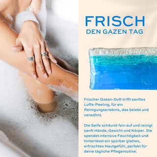luffa ozean seife - luffaschwamm - frisch den gazen tag
