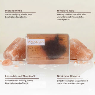 platanen seife - ph neutrale seife - handgemachte seife - platanenride - himalaya salz - lavendelöl und thymianöl
