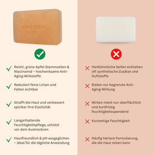 reishi seife - ph neutrale seife - handgemachte seife  compare andere marken